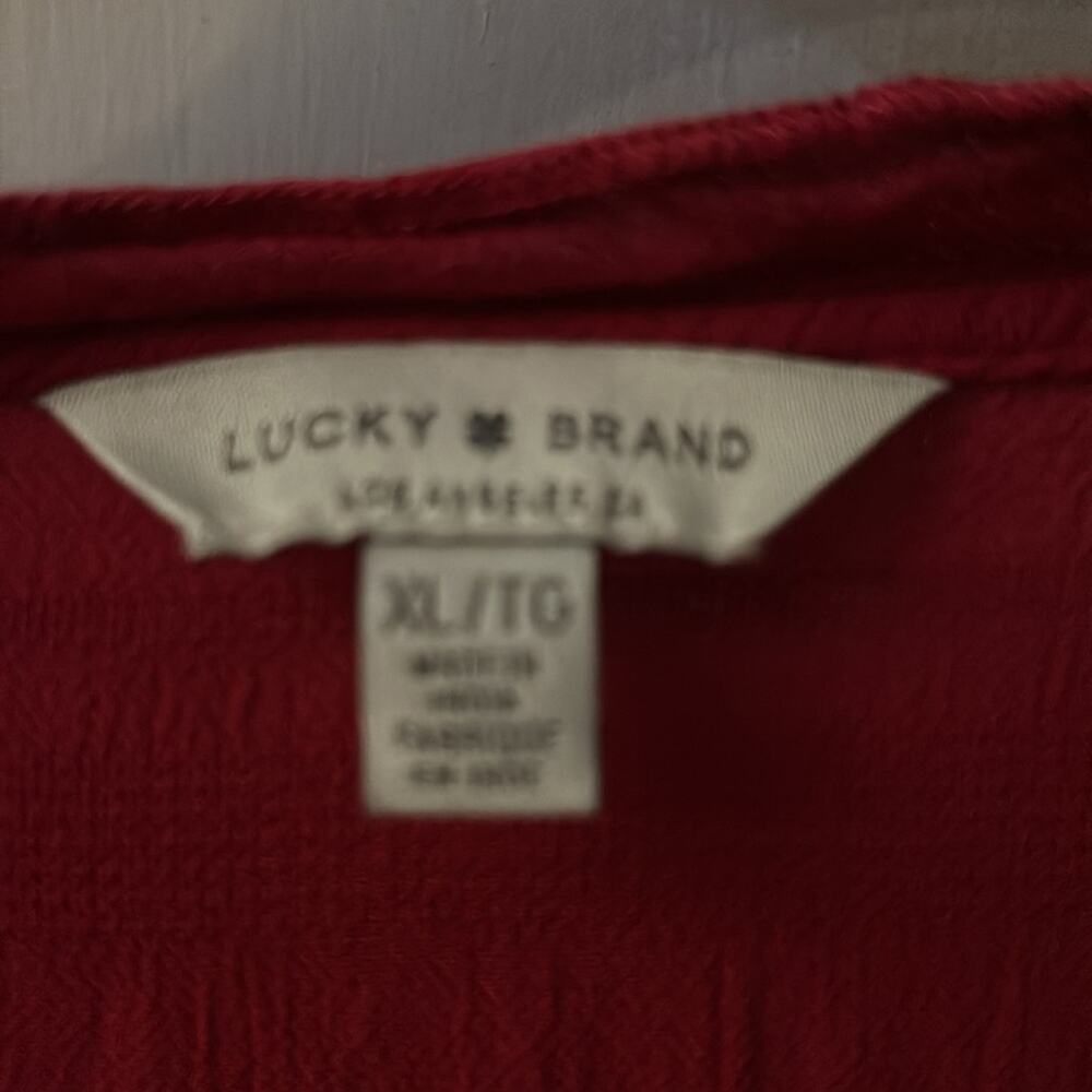 Lucky Brand Sleeveless Ruffle Top  XL V-Neck Boho Indie Bohemian Festival - Picture 9 of 9